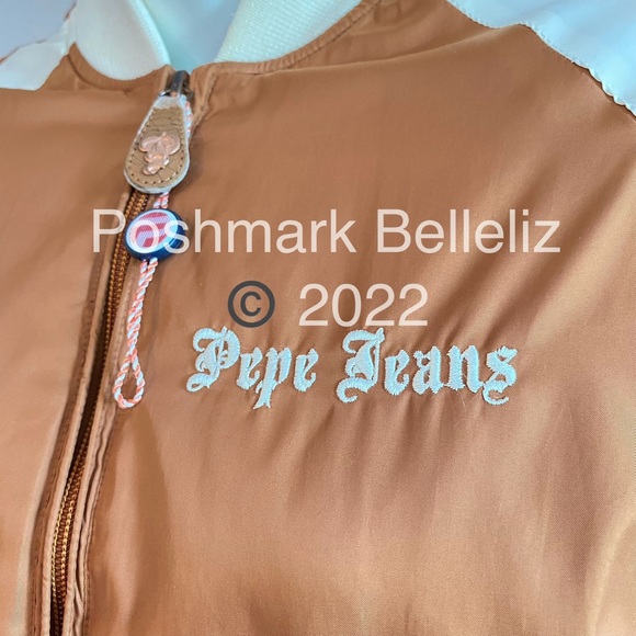 ‘90s Vintage Pepe Jeans Tiger Dragon Embroidered Bomber Jacket Copper Golden Tan - Picture 10 of 12